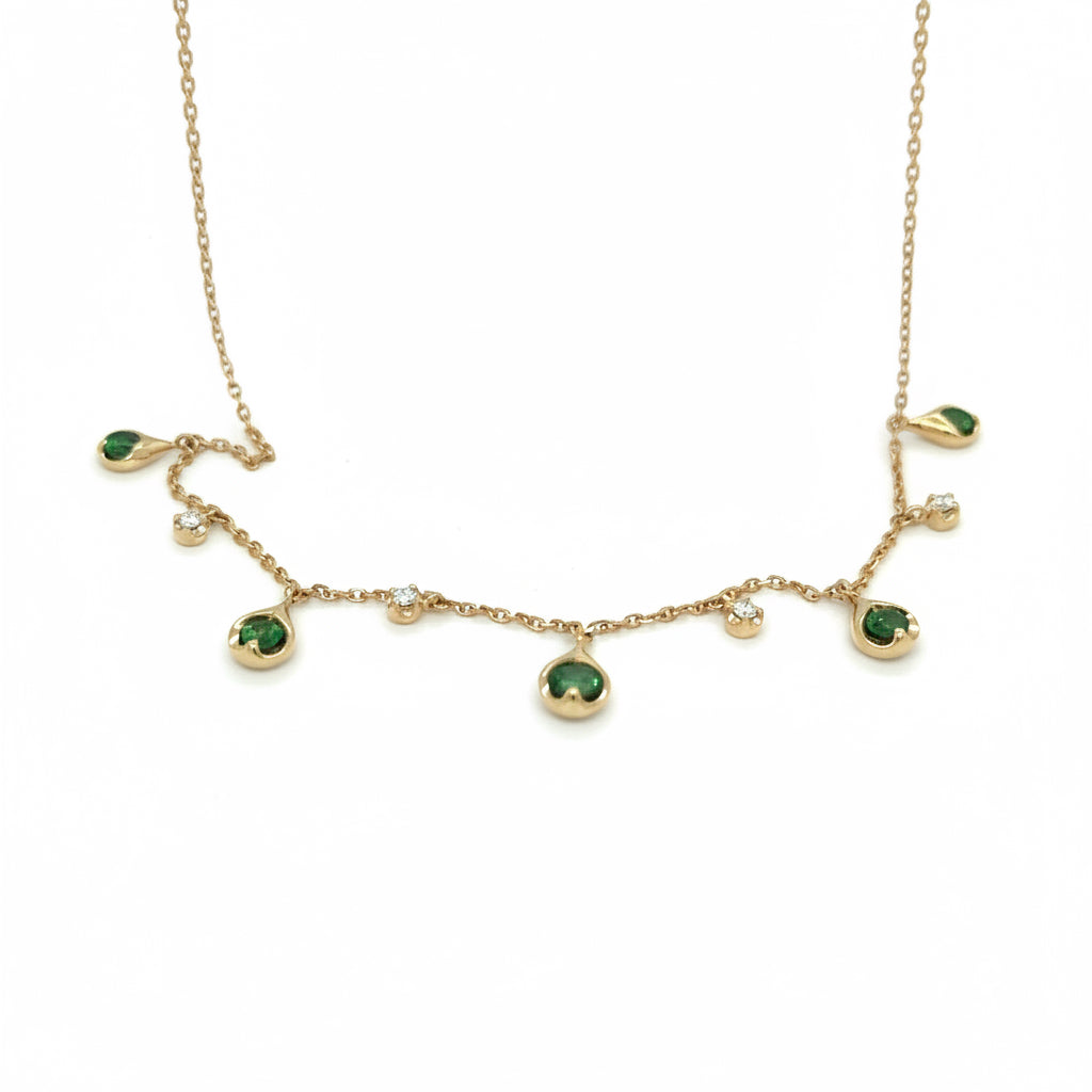 Green Garnet & Diamond Fine Necklace