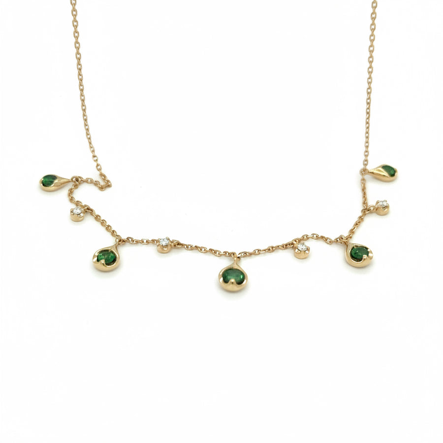 Green Garnet & Diamond Fine Necklace