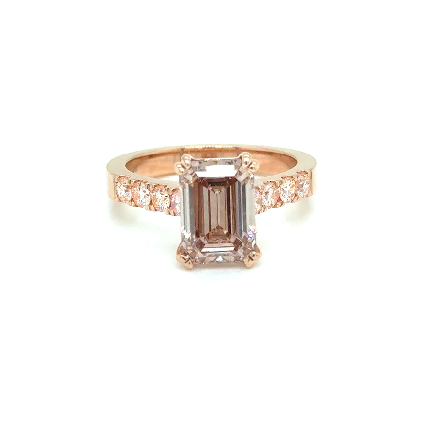 Emerald cut Pink Diamond 18k rose gold Ring