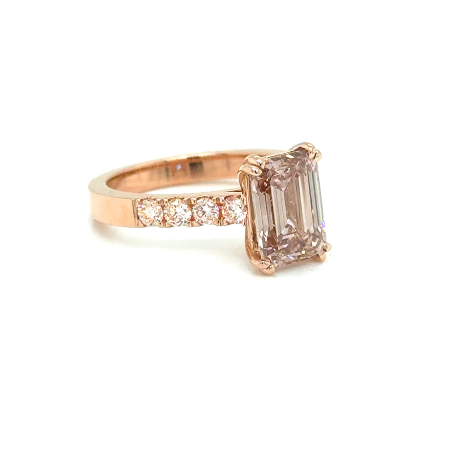 Emerald cut Pink Diamond 18k rose gold Ring