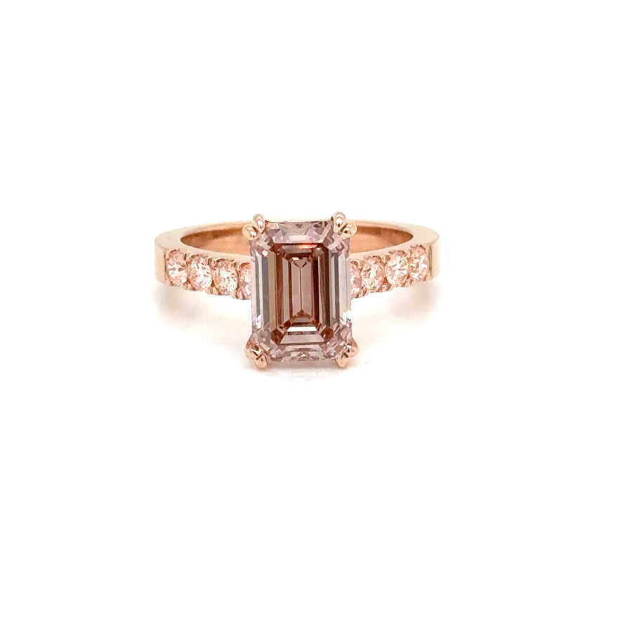 Emerald cut Pink Diamond 18k rose gold Ring