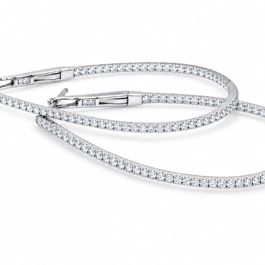 White Gold Oval Diamond Hoop Earrings - ForeverJewels Design Studio 8