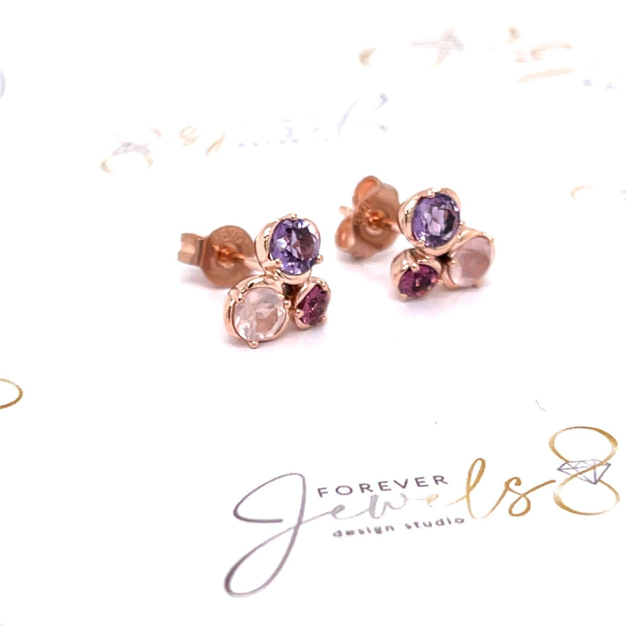 Amethyst, Pink Rhodolite and Rose Quartz Earrings - ForeverJewels Design Studio 8