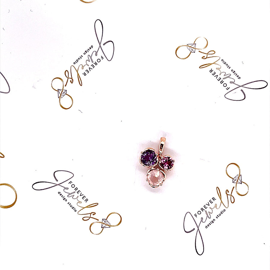 Amethyst , Pink Rhodolite and Rose Quartz Pendant - ForeverJewels Design Studio 8