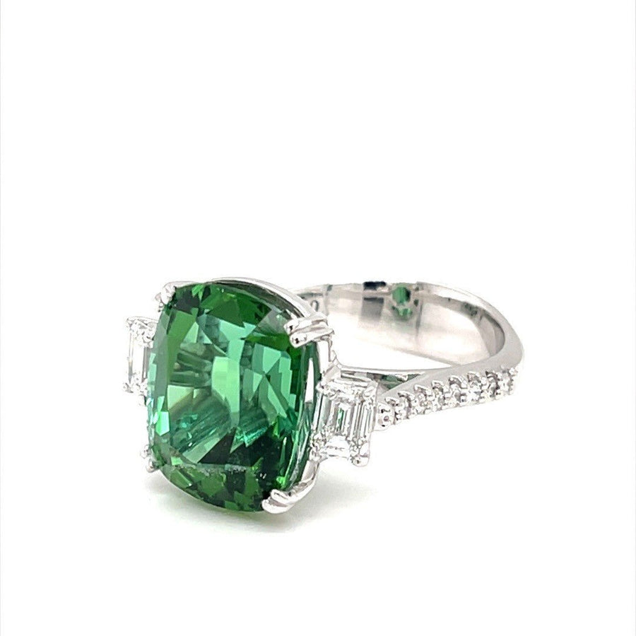 Apple green tourmaline trilogy Diamond ring - ForeverJewels Design Studio 8