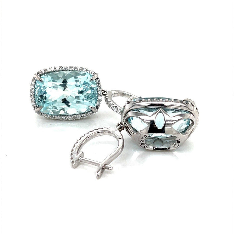 Aquamarine and Diamond Halo Earrings - ForeverJewels Design Studio 8