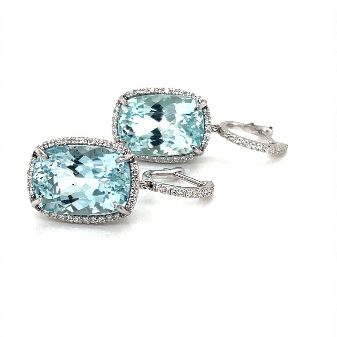 Aquamarine and Diamond Halo Earrings - ForeverJewels Design Studio 8