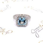 Aquamarine and Diamond halo Engagement Ring - ForeverJewels Design Studio 8