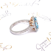 Aquamarine and Diamond halo Engagement Ring - ForeverJewels Design Studio 8