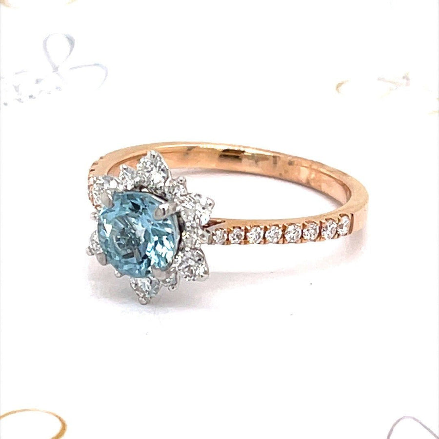 Aquamarine and Diamond Halo Ring - ForeverJewels Design Studio 8