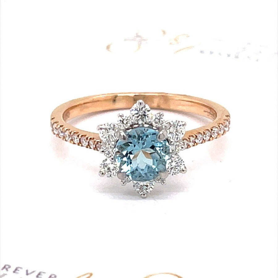 Aquamarine and Diamond Halo Ring - ForeverJewels Design Studio 8