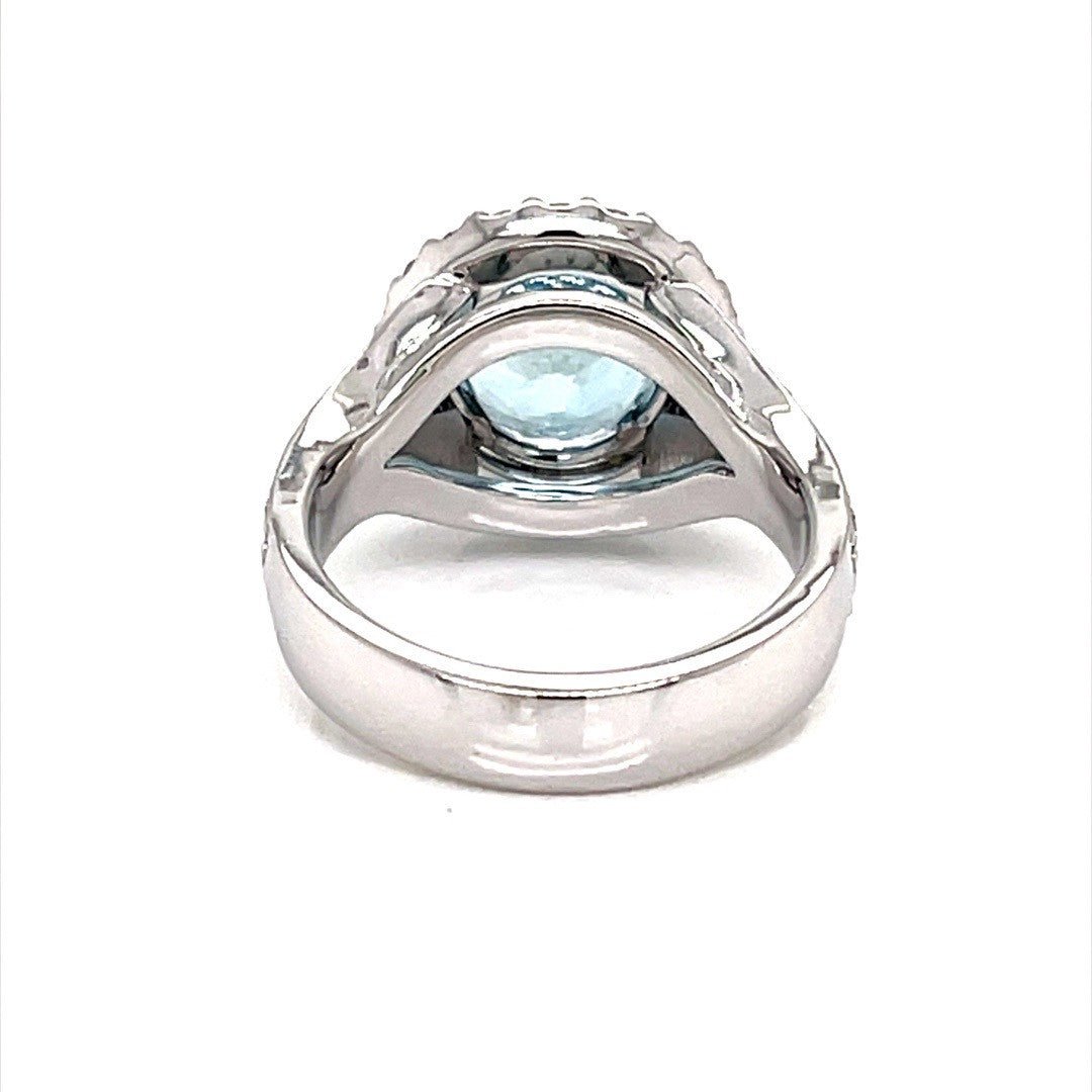 Aquamarine and Diamond Halo Ring - ForeverJewels Design Studio 8