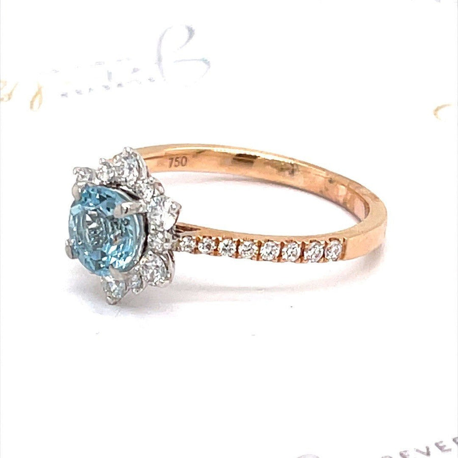 Aquamarine and Diamond Halo Ring - ForeverJewels Design Studio 8