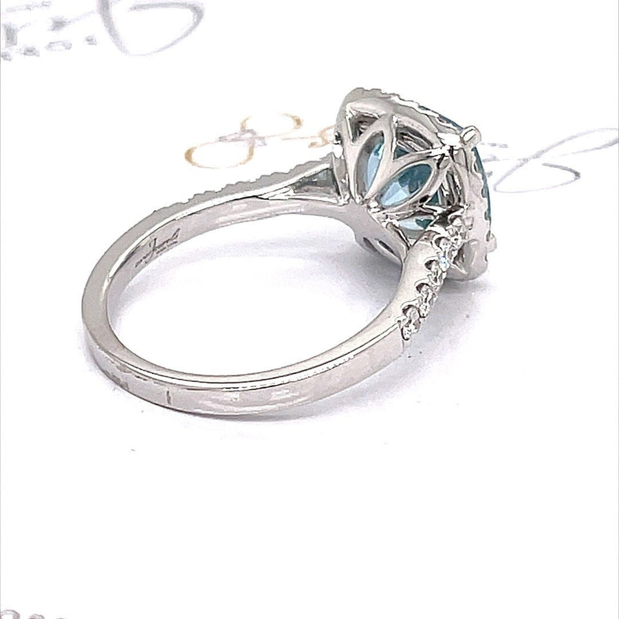 Aquamarine and Diamond Halo Ring - ForeverJewels Design Studio 8