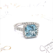 Aquamarine and Diamond Halo Ring - ForeverJewels Design Studio 8