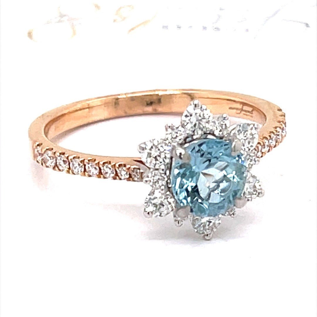 Aquamarine and Diamond Halo Ring - ForeverJewels Design Studio 8