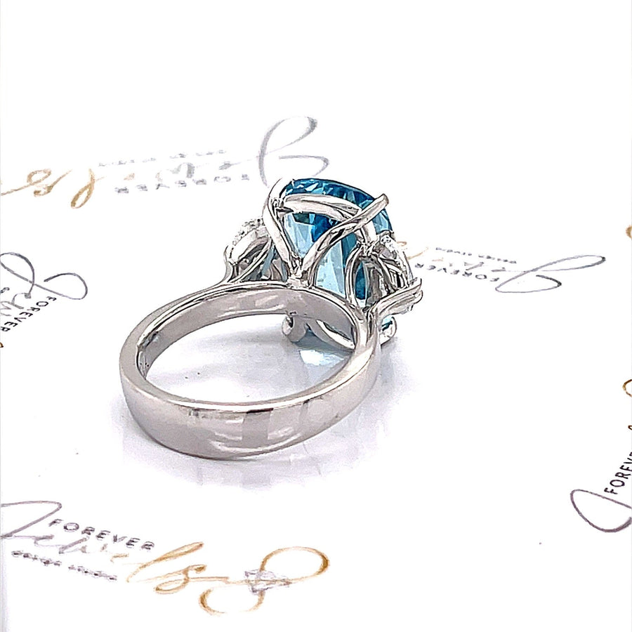 Aquamarine and Diamond Trilogy Engagement Ring - ForeverJewels Design Studio 8