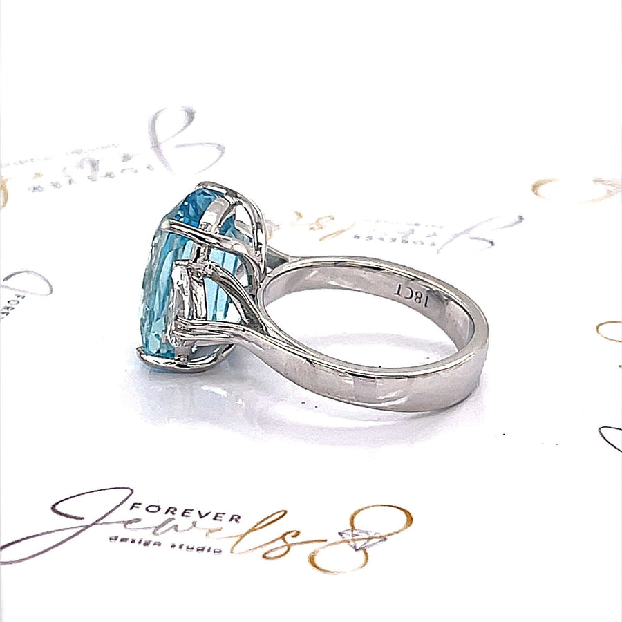 Aquamarine and Diamond Trilogy Engagement Ring - ForeverJewels Design Studio 8