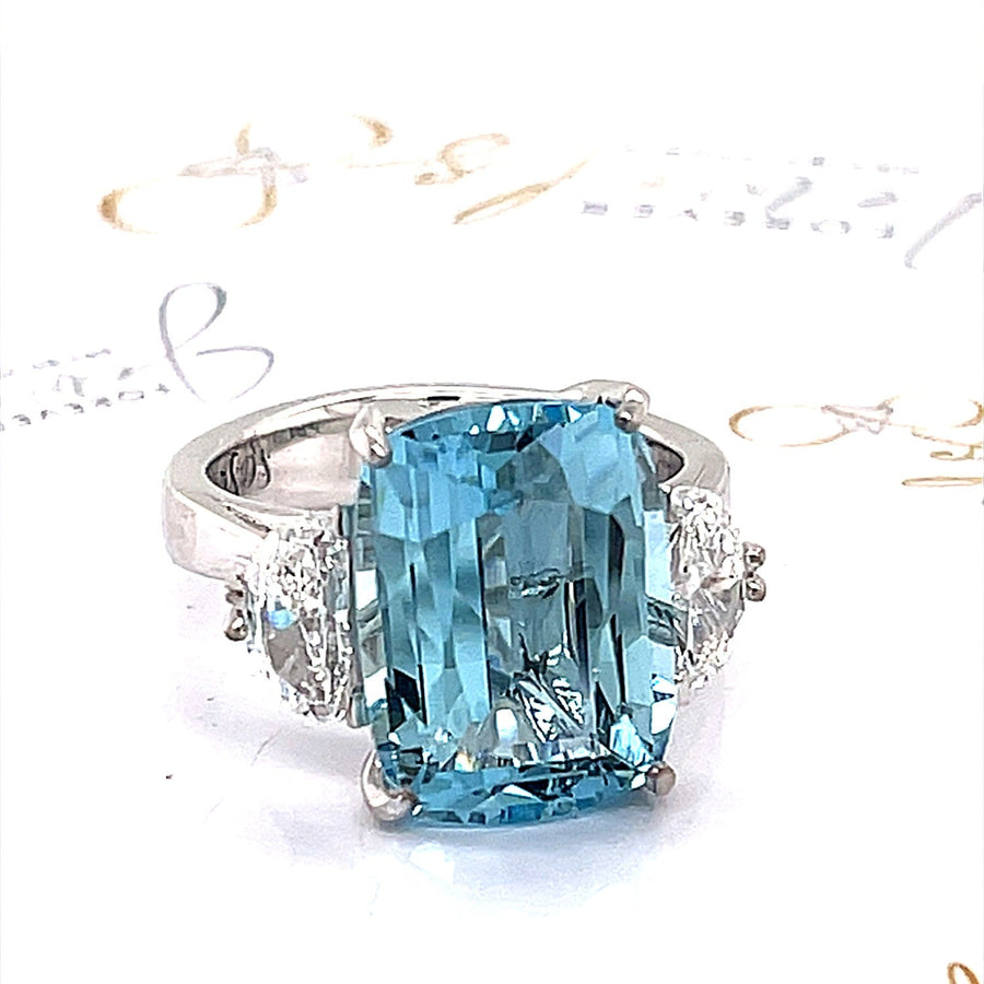 Aquamarine and Diamond Trilogy Engagement Ring - ForeverJewels Design Studio 8