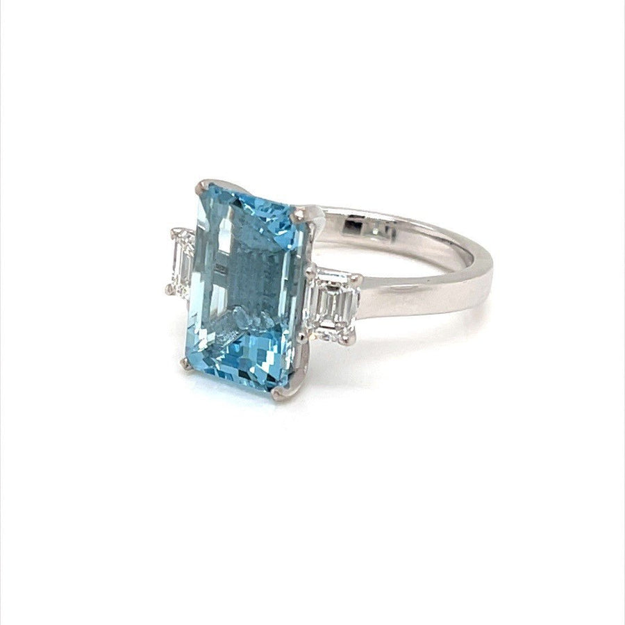 Aquamarine and Diamond Trilogy Ring - ForeverJewels Design Studio 8