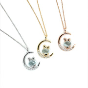 Aquamarine and Diamond yellow gold Bunny Necklace - ForeverJewels Design Studio 8