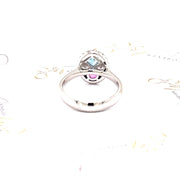 Aquamarine and Pink Sapphire Diamond Halo Ring - ForeverJewels Design Studio 8