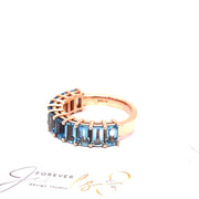 Aquamarine and Rose Gold Half Eternity Ring - ForeverJewels Design Studio 8
