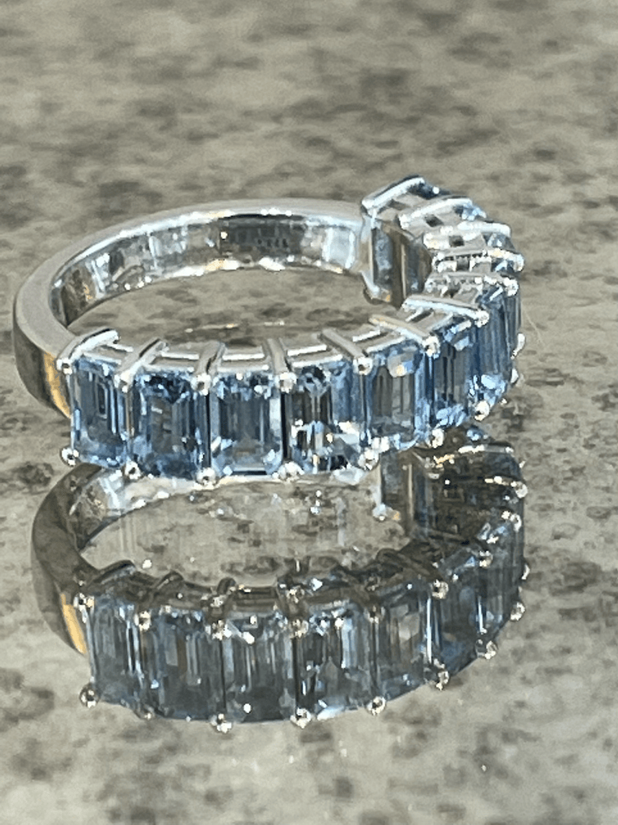 Aquamarine and White Gold Half Eternity Ring - ForeverJewels Design Studio 8