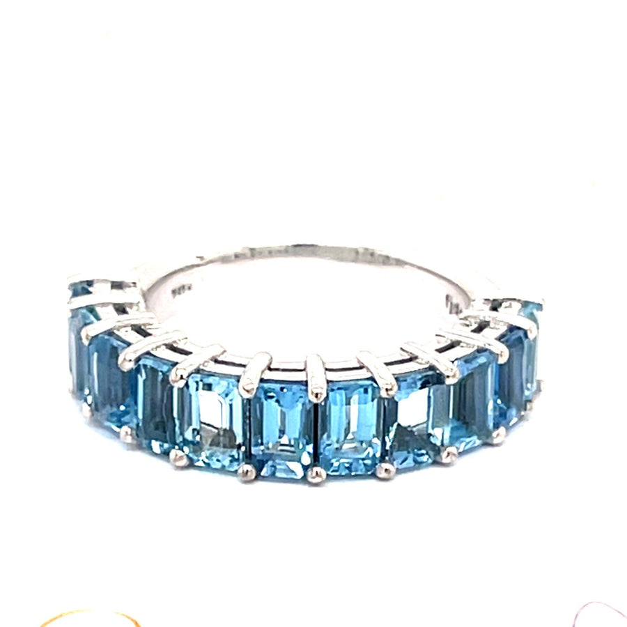 Aquamarine and White Gold Half Eternity Ring - ForeverJewels Design Studio 8