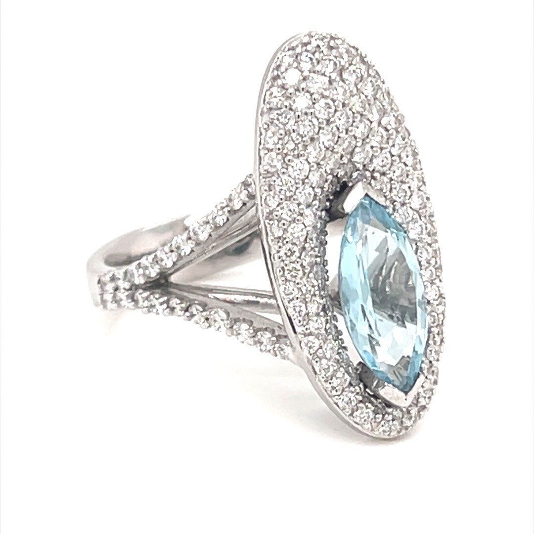 Aquamarine Diamond Pave Ring - ForeverJewels Design Studio 8