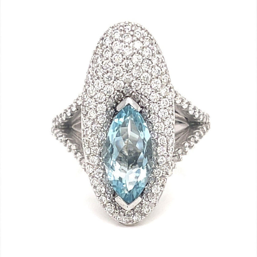Aquamarine Diamond Pave Ring - ForeverJewels Design Studio 8