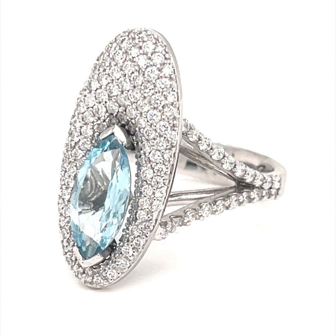 Aquamarine Diamond Pave Ring - ForeverJewels Design Studio 8