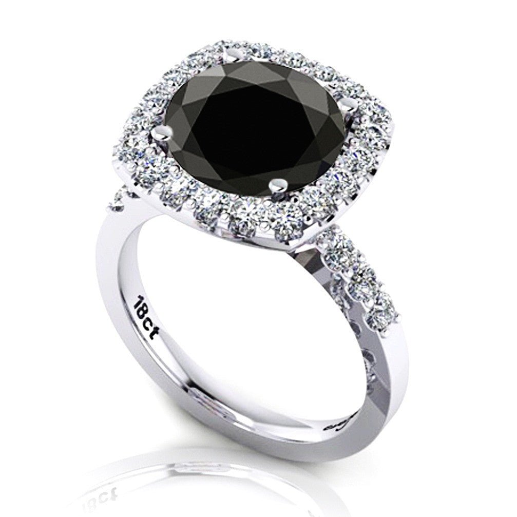 Black Round Diamond Halo Engagement Ring - ForeverJewels Design Studio 8