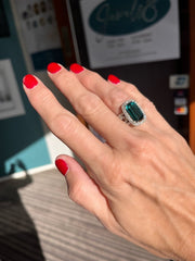 Blue Indicolite Tourmaline and Diamond halo Ring - ForeverJewels Design Studio 8