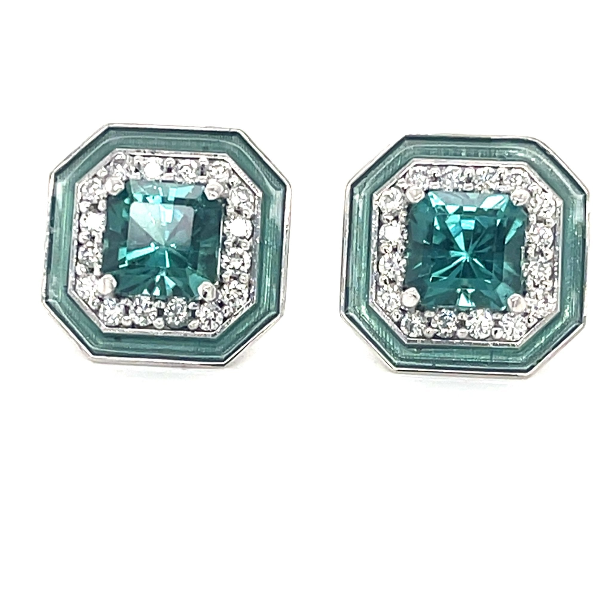 Blue Lagoon Tourmaline Diamond Earring Enamel Studs - ForeverJewels Design Studio 8