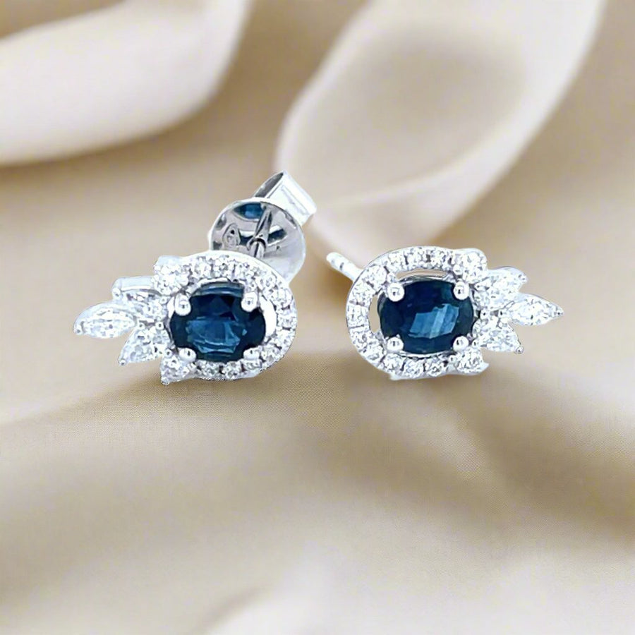 Blue Sapphires and Diamond studs Earrings - ForeverJewels Design Studio 8