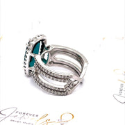 Blue Tourmaline and Diamond Halo Ring - ForeverJewels Design Studio 8