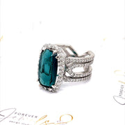 Blue Tourmaline and Diamond Halo Ring - ForeverJewels Design Studio 8