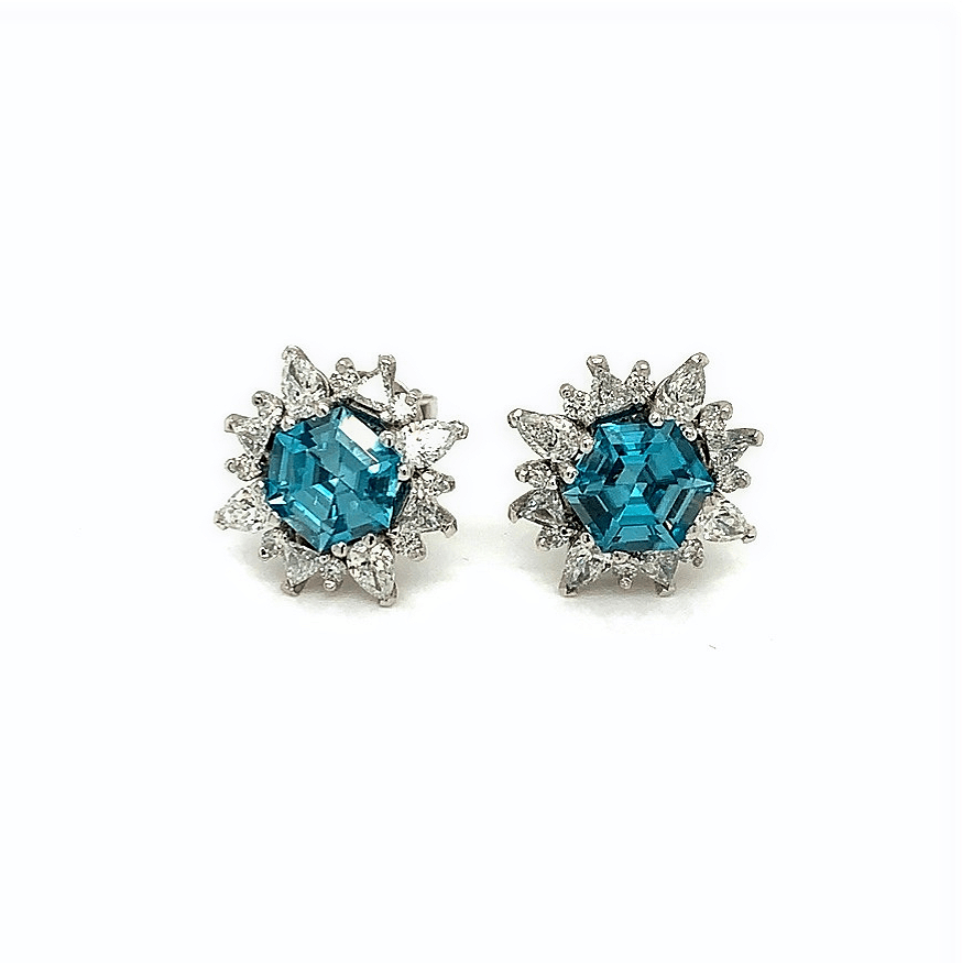 Blue Zircon Diamond Studs - ForeverJewels Design Studio 8