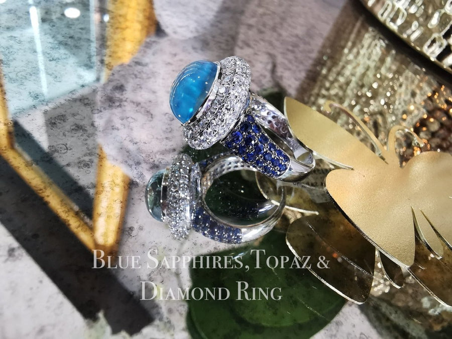 Bold Blue Sapphire and Topaz Diamond Ring - ForeverJewels Design Studio 8