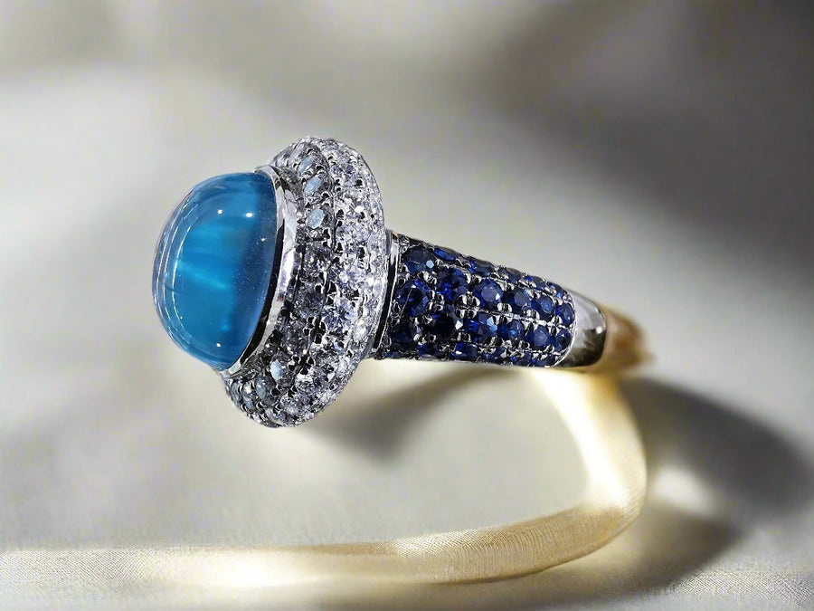 Bold Blue Sapphire and Topaz Diamond Ring - ForeverJewels Design Studio 8