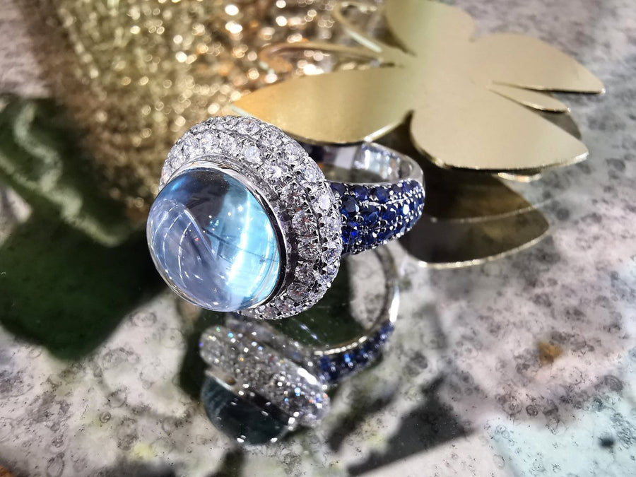 Bold Blue Sapphire and Topaz Diamond Ring - ForeverJewels Design Studio 8