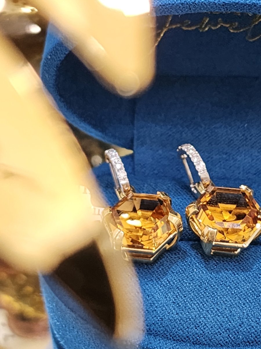 Citrine and Diamonds Gold Earrings - ForeverJewels Design Studio 8