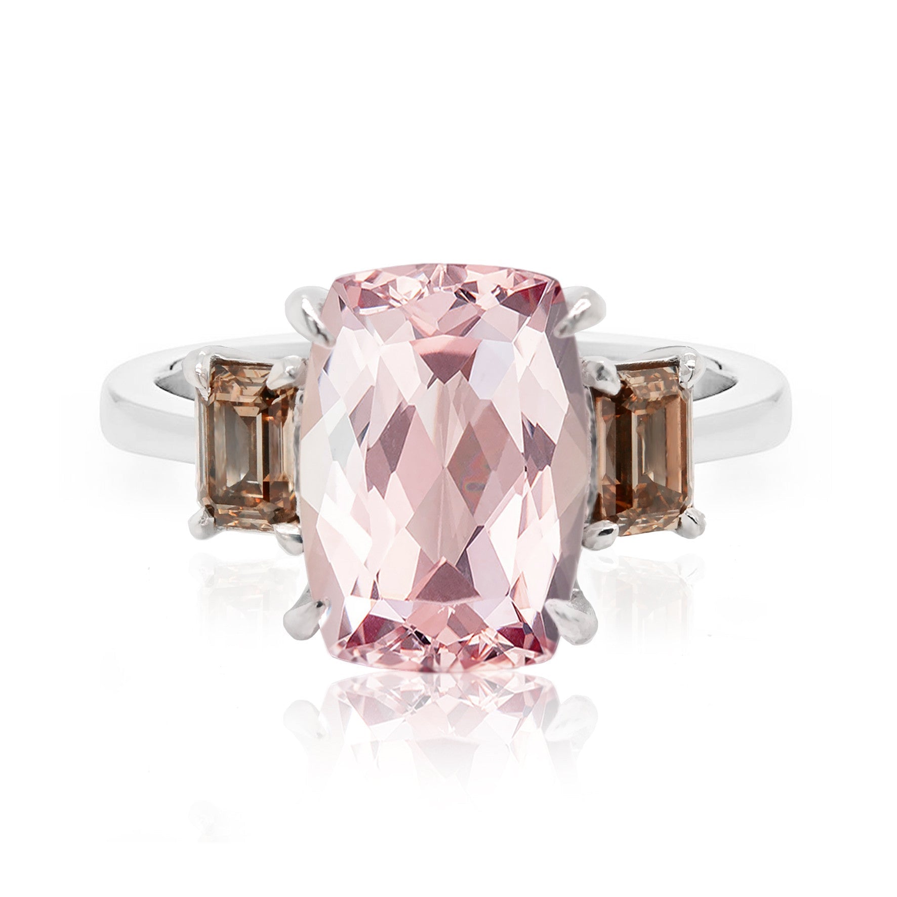 Cushion Morganite Dress Ring with Cognac Diamonds - ForeverJewels Design Studio 8