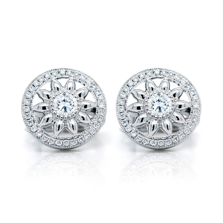 Diamond Flower Studs in White Gold - ForeverJewels Design Studio 8