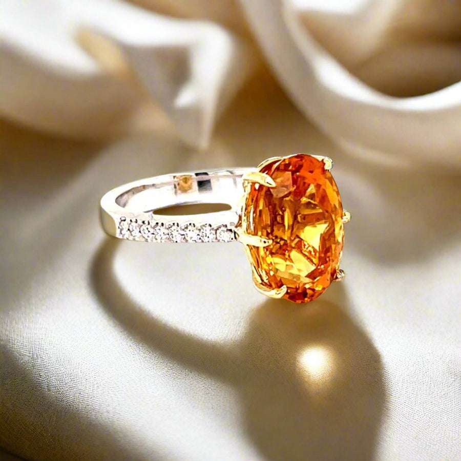 Diamond Halo Citrine Ring - ForeverJewels Design Studio 8