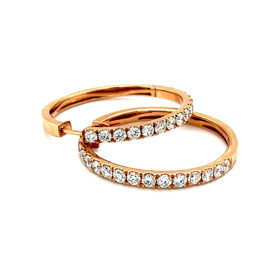 Diamond Hoops in 18k Rose Gold - ForeverJewels Design Studio 8