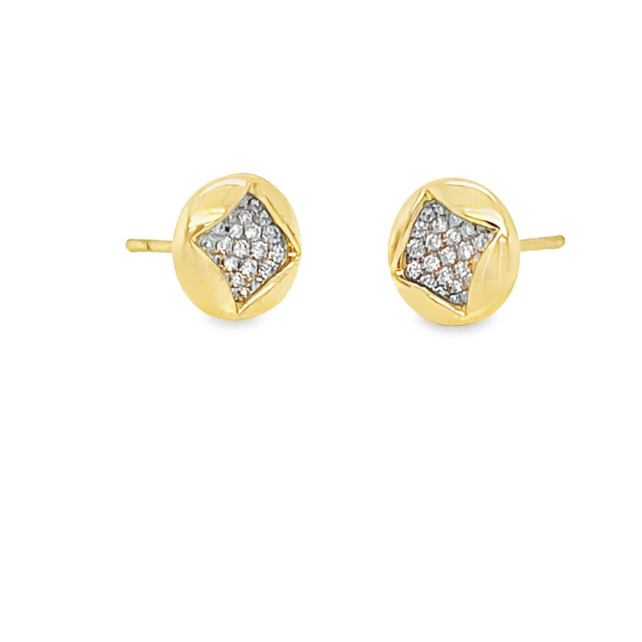 Diamond Pave Yellow gold Earrings Studs - ForeverJewels Design Studio 8