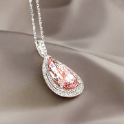 Double Diamond Halo Morganite Pendant - ForeverJewels Design Studio 8