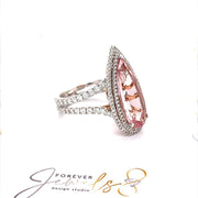 Double Diamond Halo Morganite Ring - ForeverJewels Design Studio 8
